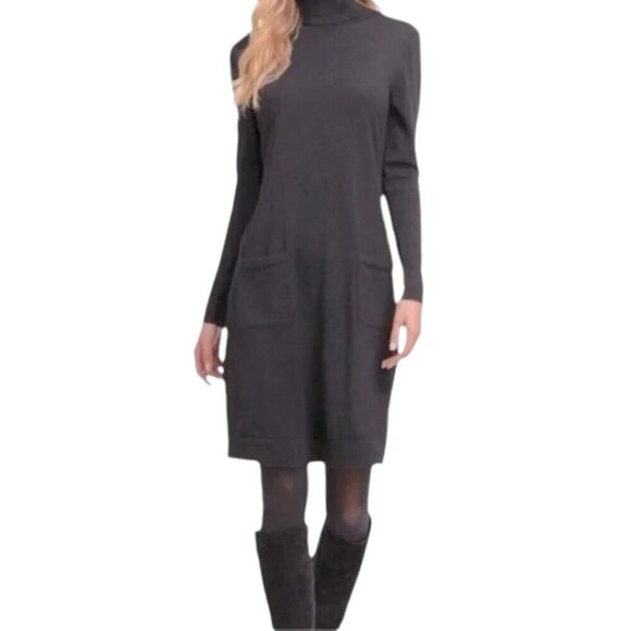 Lafayette 148 Extrafine Wool Turtleneck Sweater Dress Gray - Picture 1 of 10